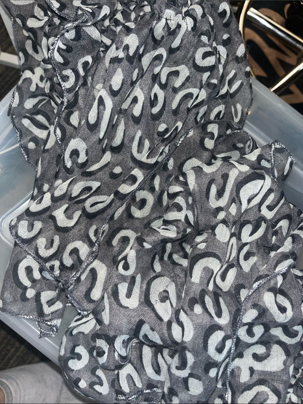 a new day Black & White Leopard-Print Lightweight Scarf S80
